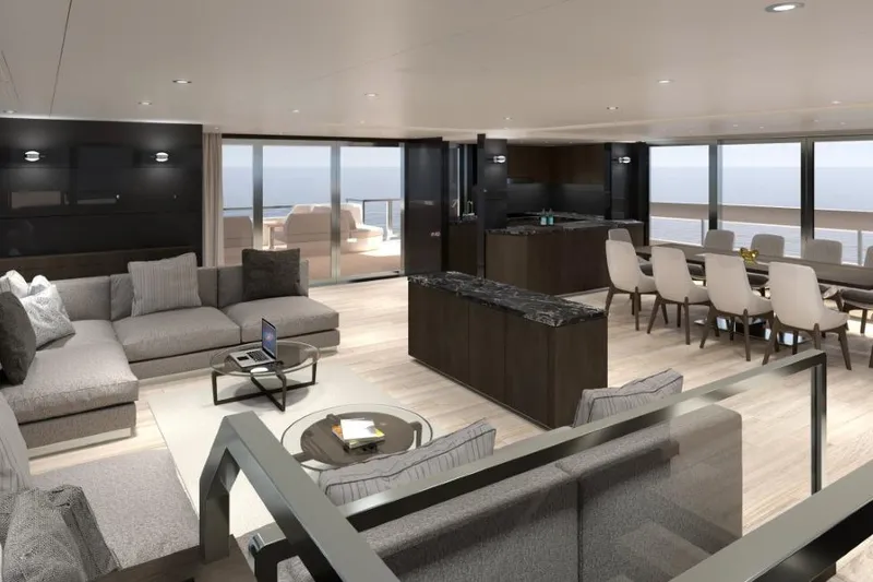  Yacht Photos Pics Luxurious interior of 2027 Silver Yachts SC24M with modern furnishings and ocean view.