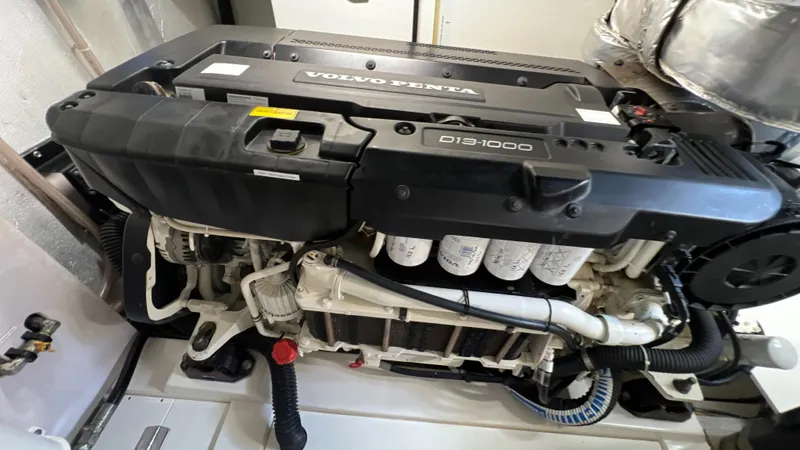 Trigal Yacht Photos Pics Volvo Penta engine in 2021 Maritimo X60 yacht, showcasing advanced marine engineering.