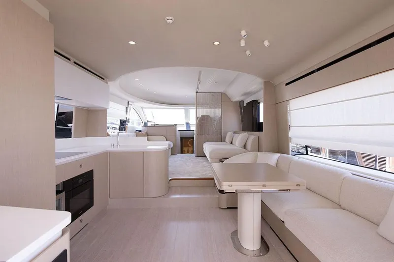  Yacht Photos Pics Luxurious interior of 2025 Azimut Fly 68 yacht with modern furnishings and elegant design.
