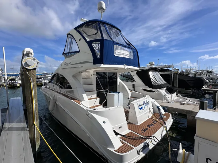  Yacht Photos Pics 2007 Sea Ray 36 Sedan Bridge docked at marina.