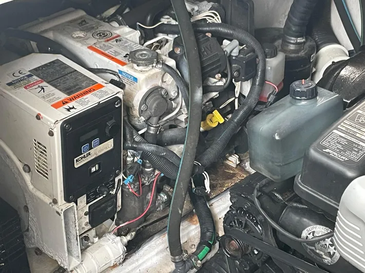  Yacht Photos Pics Engine compartment of a 2014 Sea Ray 370 Sundancer boat.