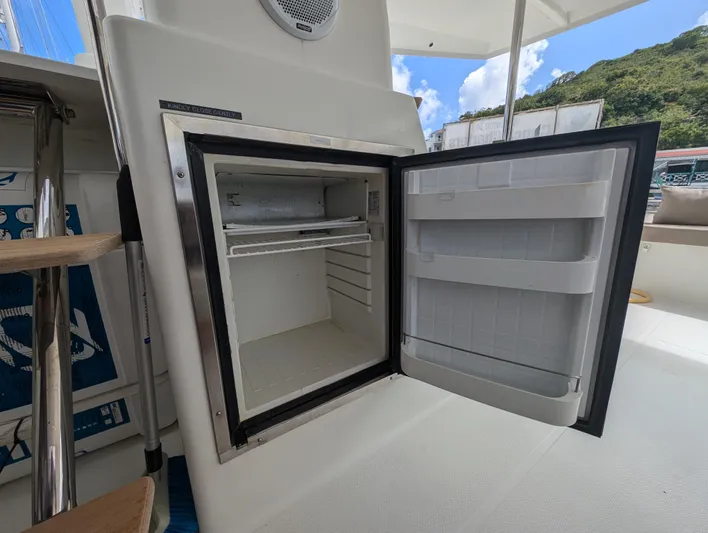 Anila Yacht Photos Pics Open refrigerator on 2018 Fountaine Pajot Helia 44 Evolution yacht deck.