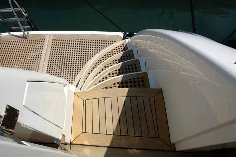  Yacht Photos Pics 2006 Sanlorenzo SL88 yacht steps and deck with wooden finish