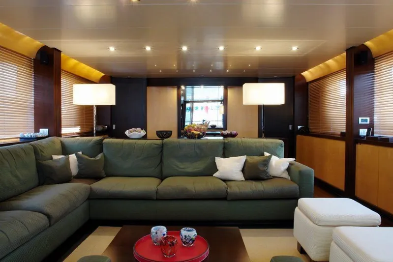  Yacht Photos Pics Luxurious interior of 2006 Sanlorenzo SL88 yacht with spacious seating area.