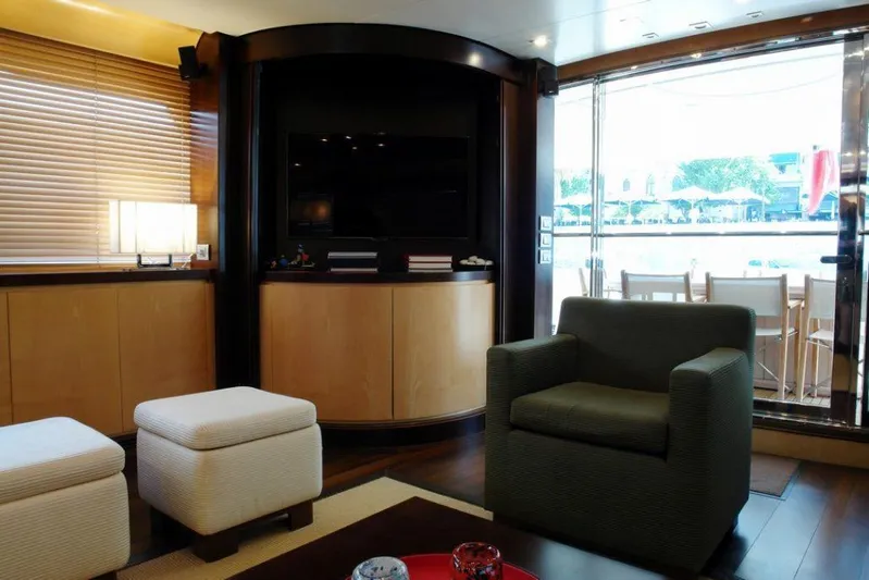  Yacht Photos Pics Luxurious interior of 2006 Sanlorenzo SL88 yacht with modern furnishings.