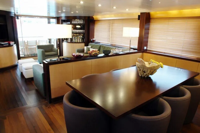  Yacht Photos Pics Luxurious interior of 2006 Sanlorenzo SL88 yacht with modern furnishings.
