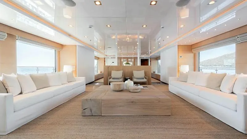  Yacht Photos Pics Luxurious interior of 2008 Ortona Navi ZIA yacht with elegant seating and modern decor.