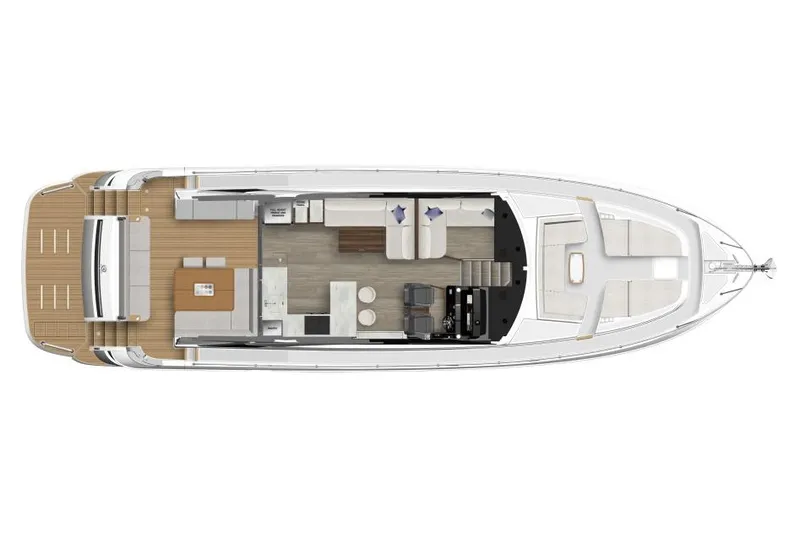  Yacht Photos Pics Manufacturer Provided Image: Top view of 2026 Riviera 5600 Sport Yacht Platinum Edition layout, showcasing luxurious interior design.