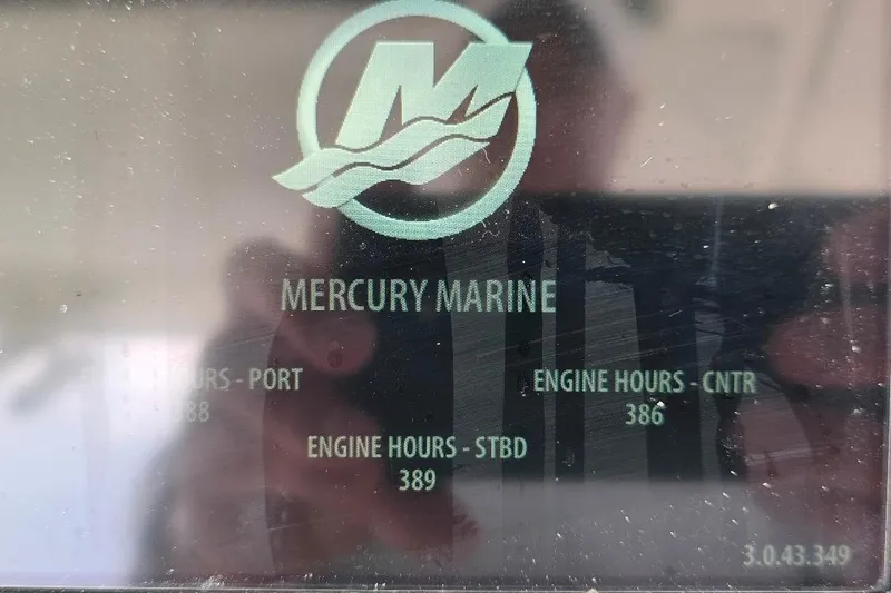  Yacht Photos Pics Mercury Marine engine display showing hours for Boston Whaler 370 Outrage, 2016 model.