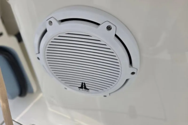  Yacht Photos Pics White speaker on 2016 Boston Whaler 370 Outrage boat interior.