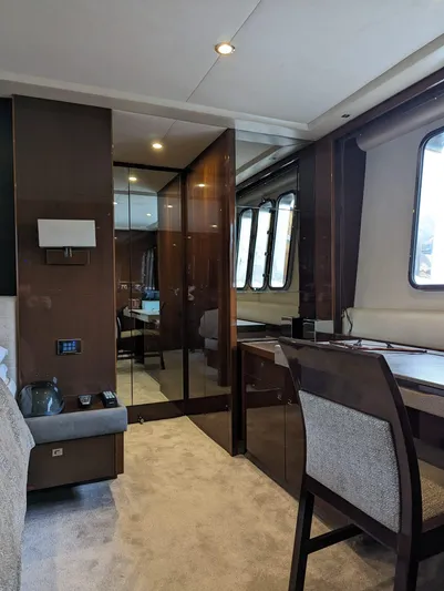  Yacht Photos Pics Luxurious interior of 2010 Princess 72 Motor Yacht with elegant furnishings and large windows.