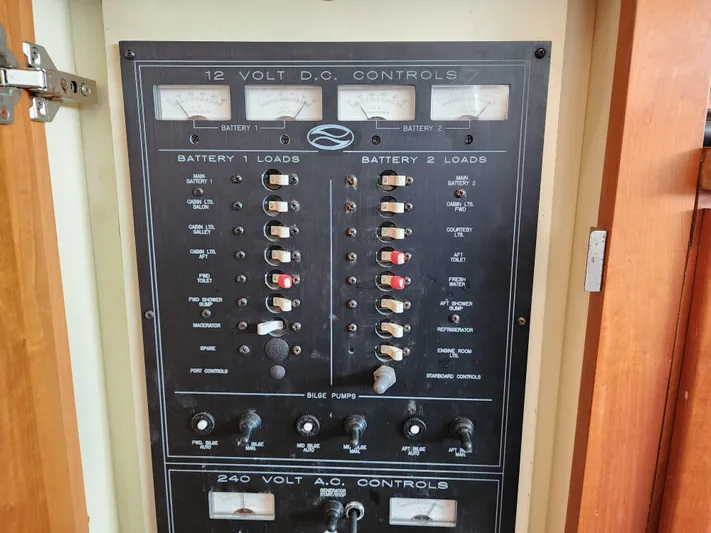  Yacht Photos Pics Electrical control panel on a 2000 Silverton 442 Cockpit Motor Yacht.