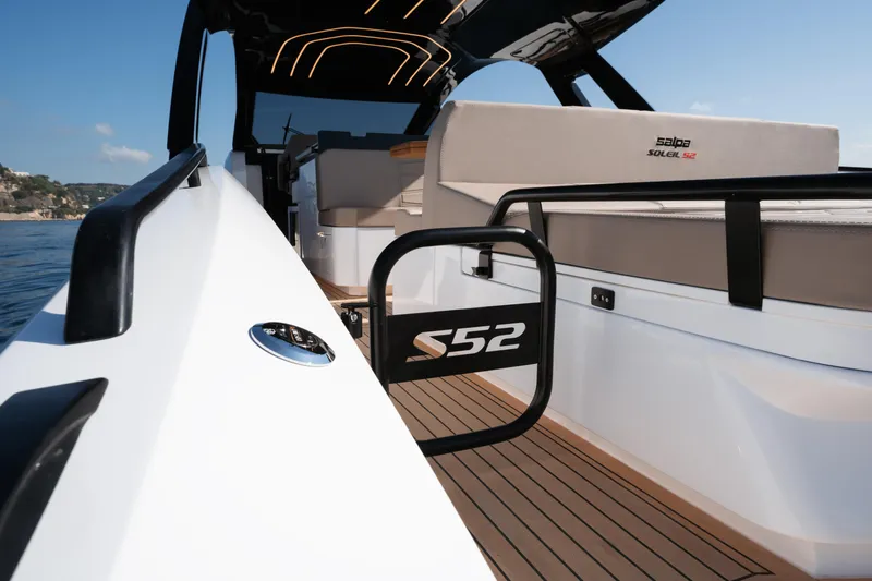  Yacht Photos Pics 2025 Salpa Soleil 52 luxury boat interior with sleek design and modern features.