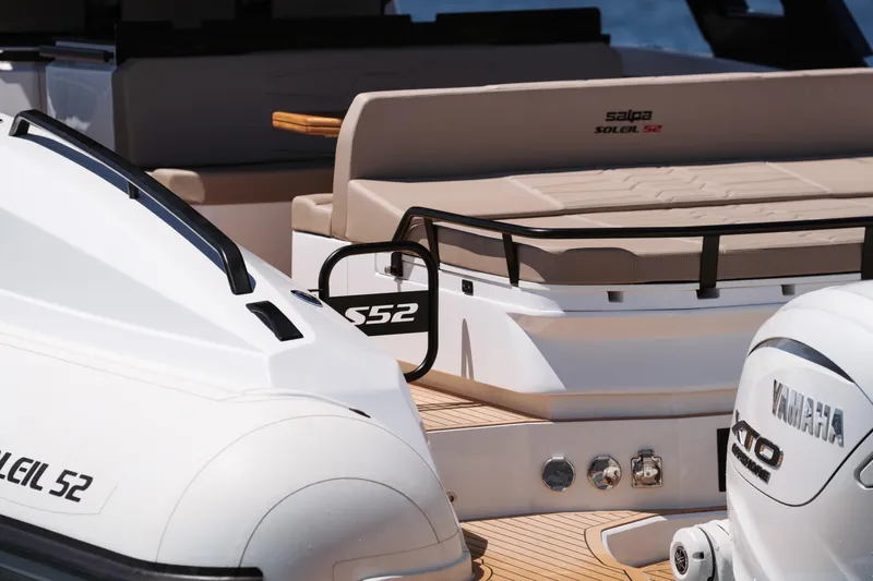  Yacht Photos Pics 2025 Salpa Soleil 52 luxury boat with Yamaha engine, featuring sleek design and comfortable seating.