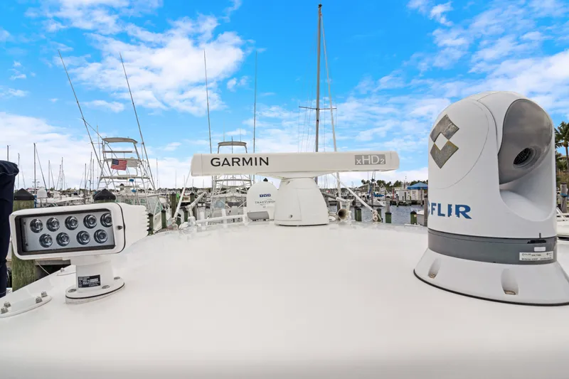  Yacht Photos Pics 2004 Intrepid 377 Walkaround boat with Garmin and FLIR equipment on deck.