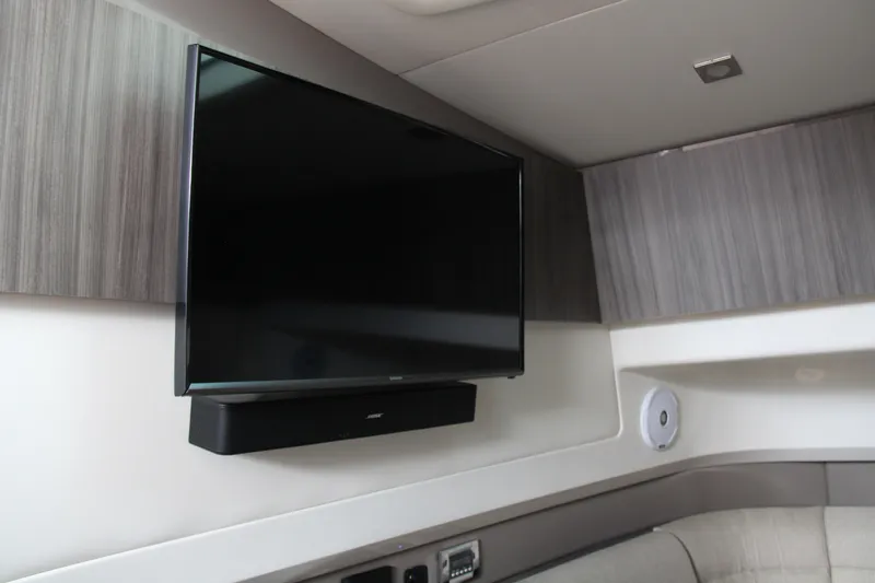  Yacht Photos Pics Flat-screen TV in 2019 Sea Ray SLX 400 cabin interior.