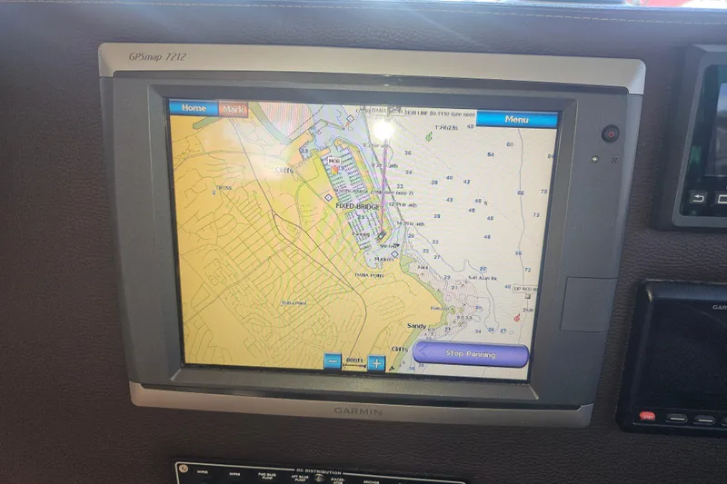 Tuva- B - Lu Yacht Photos Pics Garmin GPSmap 7212 displaying nautical chart on 2015 Cutwater 30 Command Bridge.