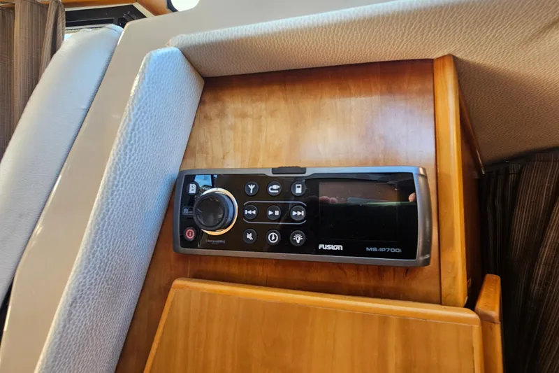 Tuva- B - Lu Yacht Photos Pics Fusion MS-IP700i stereo system on 2015 Cutwater 30 Command Bridge boat interior.