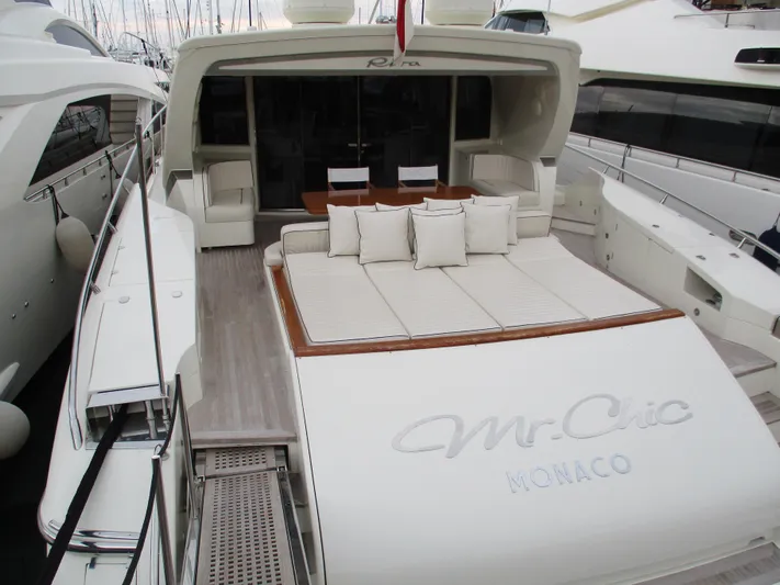 Mr Chic Yacht Photos Pics Luxury Riva 84 Cantata yacht, 2001 model, with spacious deck and elegant seating.