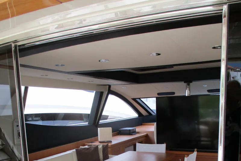Mr Chic Yacht Photos Pics Interior of 2001 Riva 84 Cantata yacht with modern design and large windows.