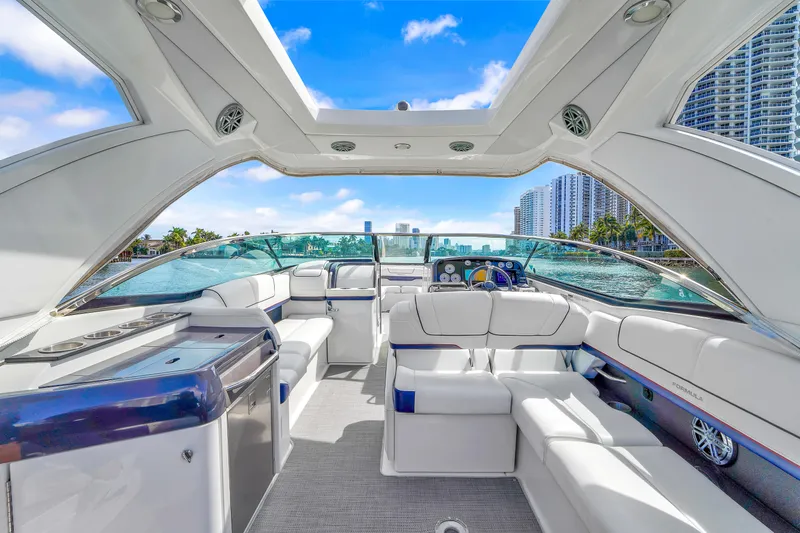 Without A Kaire Yacht Photos Pics 2020 Formula 310 Bowrider interior with luxurious seating and modern design.