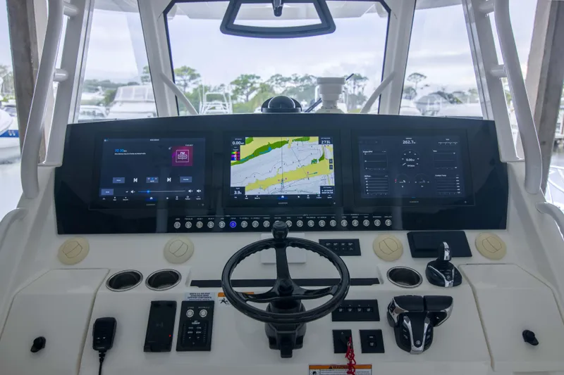 Miss Megan Yacht Photos Pics 2021 Regulator 41 boat dashboard with advanced navigation and control systems.