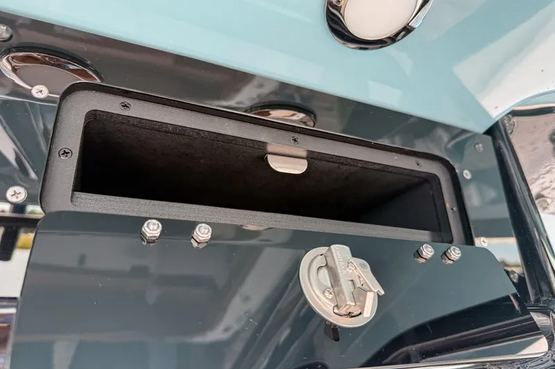  Yacht Photos Pics Open storage compartment on 2023 Sea Hunt Ultra 275 SE boat.