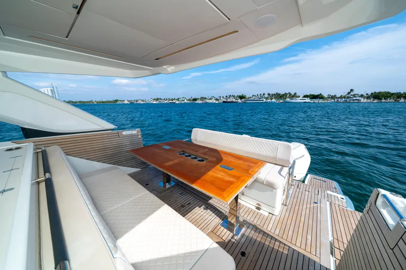  Yacht Photos Pics 2024 Jeanneau DB/43 OB yacht deck with seating and ocean view.