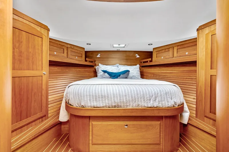 Second Rodeo Yacht Photos Pics Luxurious wooden cabin interior of 2018 Sabre 48 Salon Express yacht.