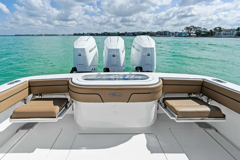 Galati Yacht Sales Trade Yacht Photos Pics 2024 Valhalla Boatworks V-37 with triple engines, spacious seating, and ocean view.