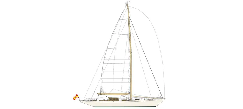 Aldebaran Yacht Photos Pics 2003 JFA Yachts Custom 70 sailboat side view illustration