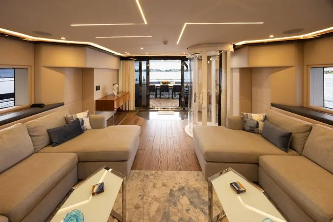 Lady Caroline Yacht Photos Pics Salon Looking Aft, Main Deck