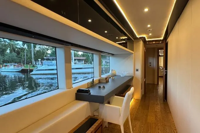 Lady Caroline Yacht Photos Pics Master Suite Companionway and Office