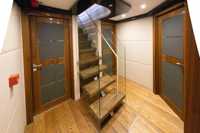 Lady Caroline Yacht Photos Pics Interior Staircase, Lower Deck