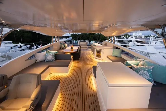 Lady Caroline Yacht Photos Pics Flybridge Deck Evening