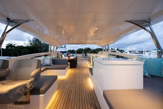 Lady Caroline Yacht Photos Pics Flybridge Deck Evening