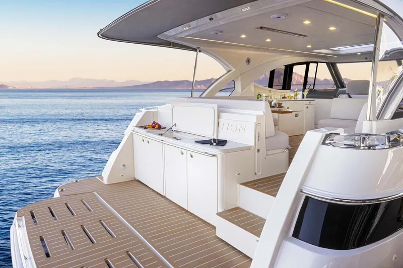  Yacht Photos Pics Manufacturer Provided Image: Luxurious 2026 Riviera 4300 Sport Express yacht with elegant deck and scenic ocean view.