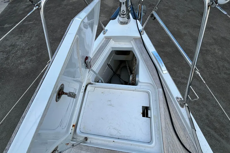 Nemo Yacht Photos Pics Open anchor locker on a 2015 Grand Soleil 47 sailboat.