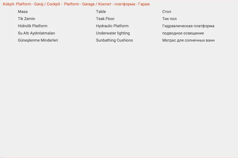  Yacht Photos Pics Leopard 53 Powercat 2022 cockpit features: table, teak floor, hydraulic platform, underwater lighting, sunbathing cushions.
