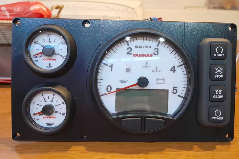  Yacht Photos Pics Yanmar engine control panel with gauges and buttons for Grand Soleil 54, 2010 model.