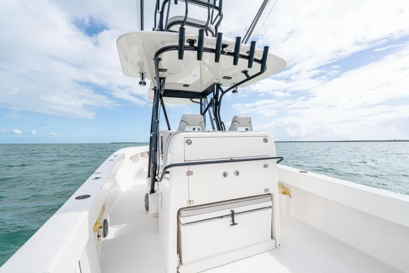  Yacht Photos Pics Futuristic SeeVee 32 boat on open water, showcasing sleek design and advanced features.