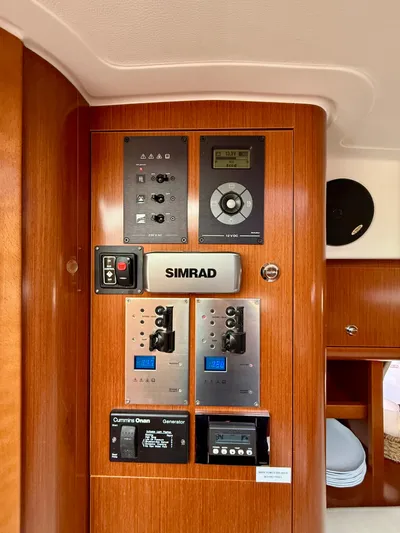  Yacht Photos Pics Control panel of 2013 Beneteau Gran Turismo 34 yacht with Simrad electronics.