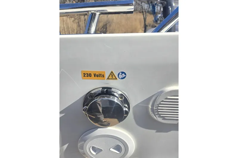 Honu Kai Yacht Photos Pics Fountaine Pajot Catamaran Astrea 42, 2023 model, 230 volts electrical outlet detail.