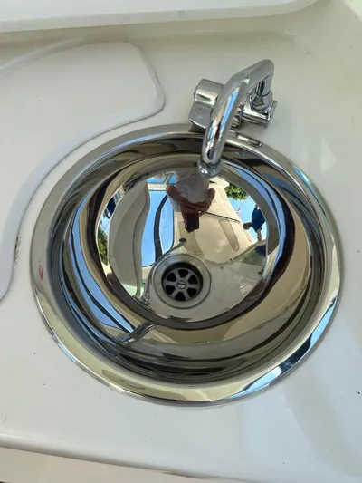 Zuri Yacht Photos Pics Stainless steel sink on 2007 Cranchi Mediterranee 50 HT yacht.