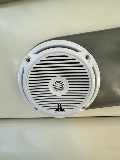Zuri Yacht Photos Pics White JL Audio speaker on a 2007 Cranchi Mediterranee 50 HT yacht.