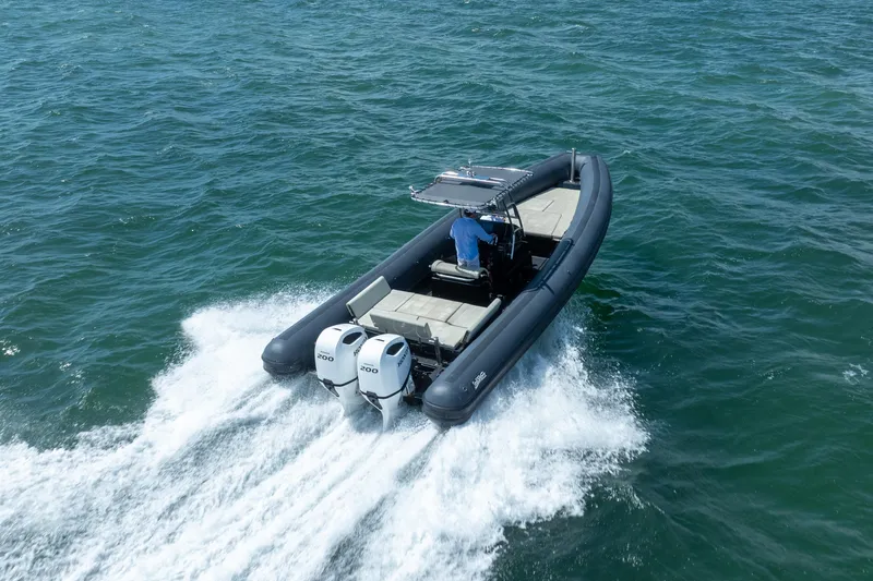  Yacht Photos Pics 2023 Sea Water PHANTOM 280 boat cruising on open water with dual engines.