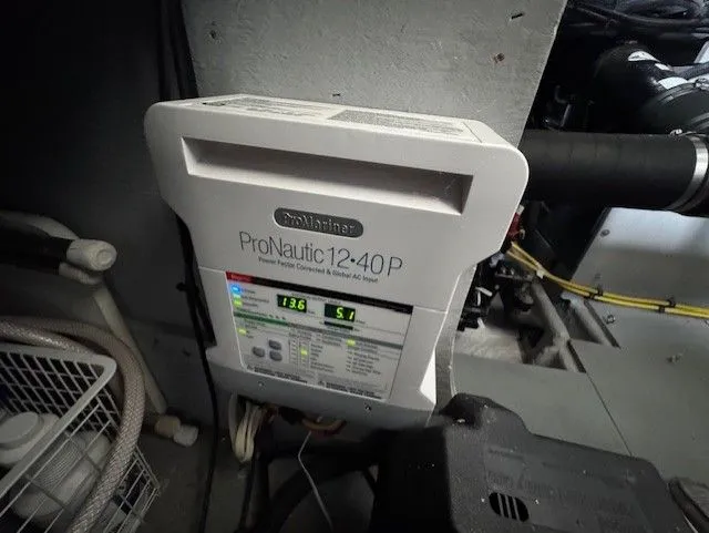 Continuous Wave Yacht Photos Pics ProNautic 12-40P marine battery charger in a 2007 Meridian 391 engine room.