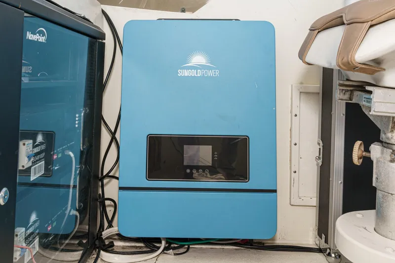 Maverick Yacht Photos Pics Blue Sungold Power inverter installed on 1979 Hatteras 58 Motor Yacht.