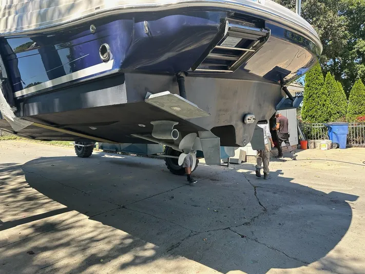  Yacht Photos Pics 2005 Sea Ray 340 Sundancer boat on dry dock for maintenance.