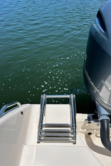 Yacht Photos Pics 2020 Grady-White Freedom 275 boat ladder and motor on water.
